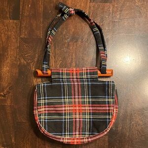 Vintage Brown’s of Bermuda Wood-Handled Plaid Bag